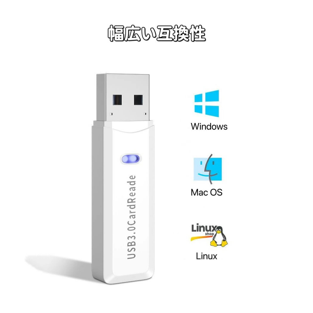 USB カードリーダー USB SDカード 変換アダプター microSD USB 変換アダプタ USB3.0 ホワイト_画像3