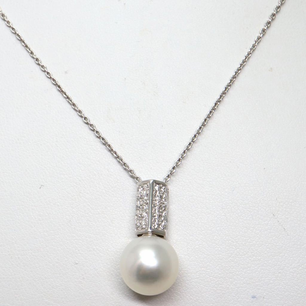 POLA jewelry(ポーラジュエリー)《K18WG天然ダイヤモンド付南洋白蝶真珠ネックレス》N 7.5g 45cm 11.5mm珠 pearl necklace jewelry ED9/EE7_画像1