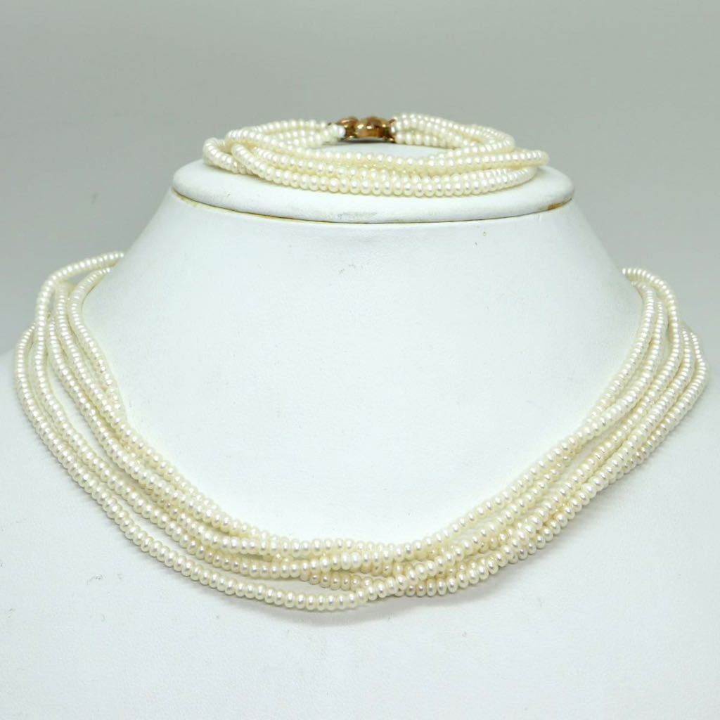 2WAY!!《淡水パール5連ネックレス》N 3.0mm珠 38.9g 49.5cm pearl necklace ジュエリー jewelry DC0/DF0_画像4