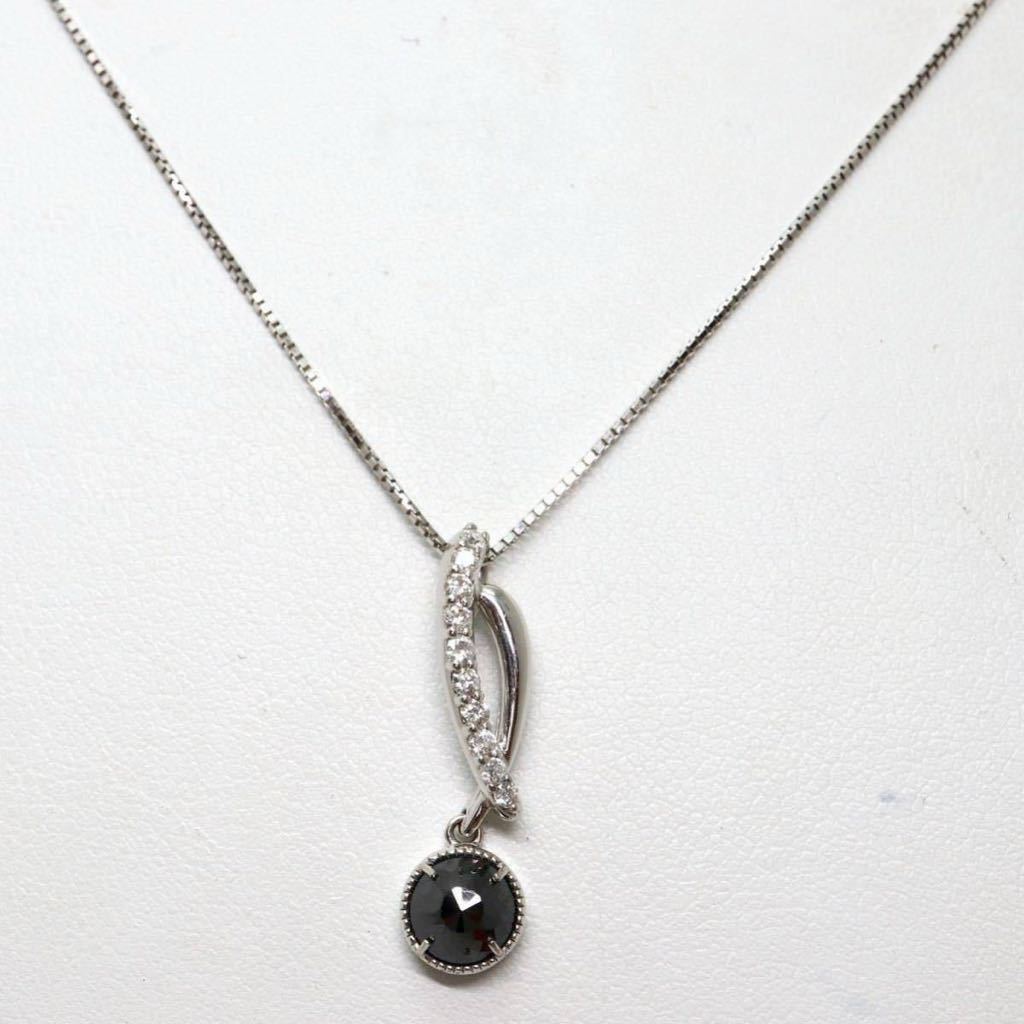 《K18WG天然ダイヤモンド付き天然ブラックダイヤモンド ネックレス》D 0.70ct 0.15ct 3.5g 44.5cm black diamond jewelry necklace EB8/EB9_画像1