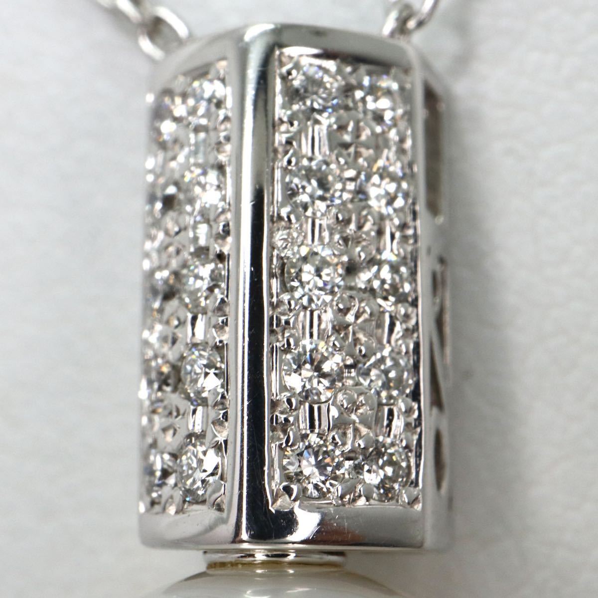 POLA jewelry(ポーラジュエリー)《K18WG天然ダイヤモンド付南洋白蝶真珠ネックレス》N 7.5g 45cm 11.5mm珠 pearl necklace jewelry ED9/EE7_画像4