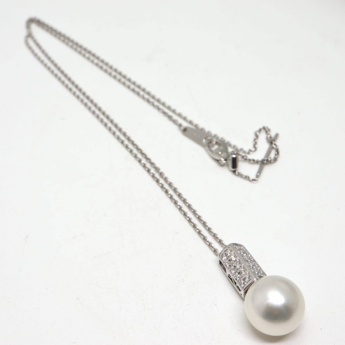 POLA jewelry(ポーラジュエリー)《K18WG天然ダイヤモンド付南洋白蝶真珠ネックレス》N 7.5g 45cm 11.5mm珠 pearl necklace jewelry ED9/EE7_画像7
