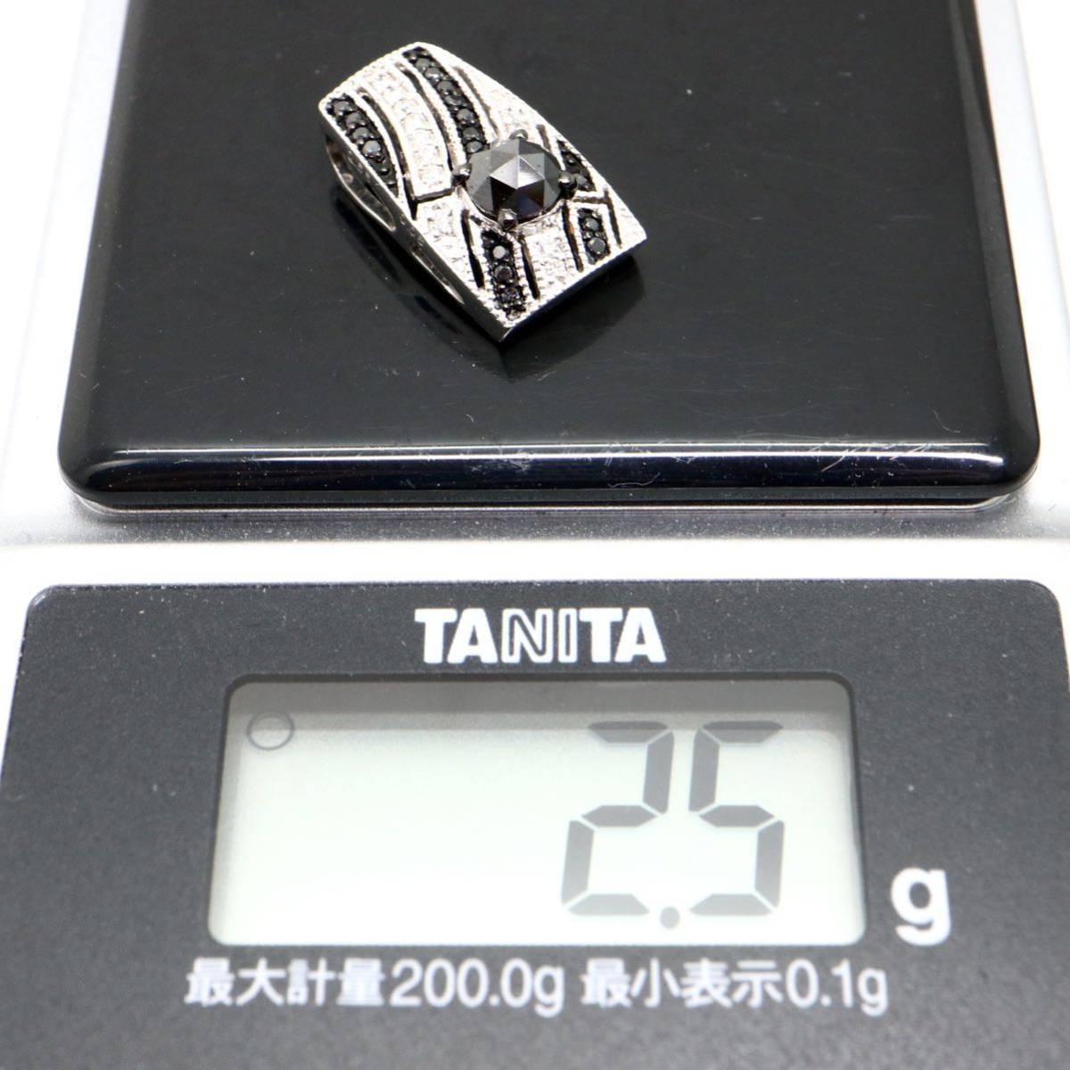 《K18WG天然ブラックダイヤモンド/天然ダイヤモンド ペンダントトップ》N 2.5g 0.55ct 0.06ct diamond jewelry pendant top EB1/EB1_画像9