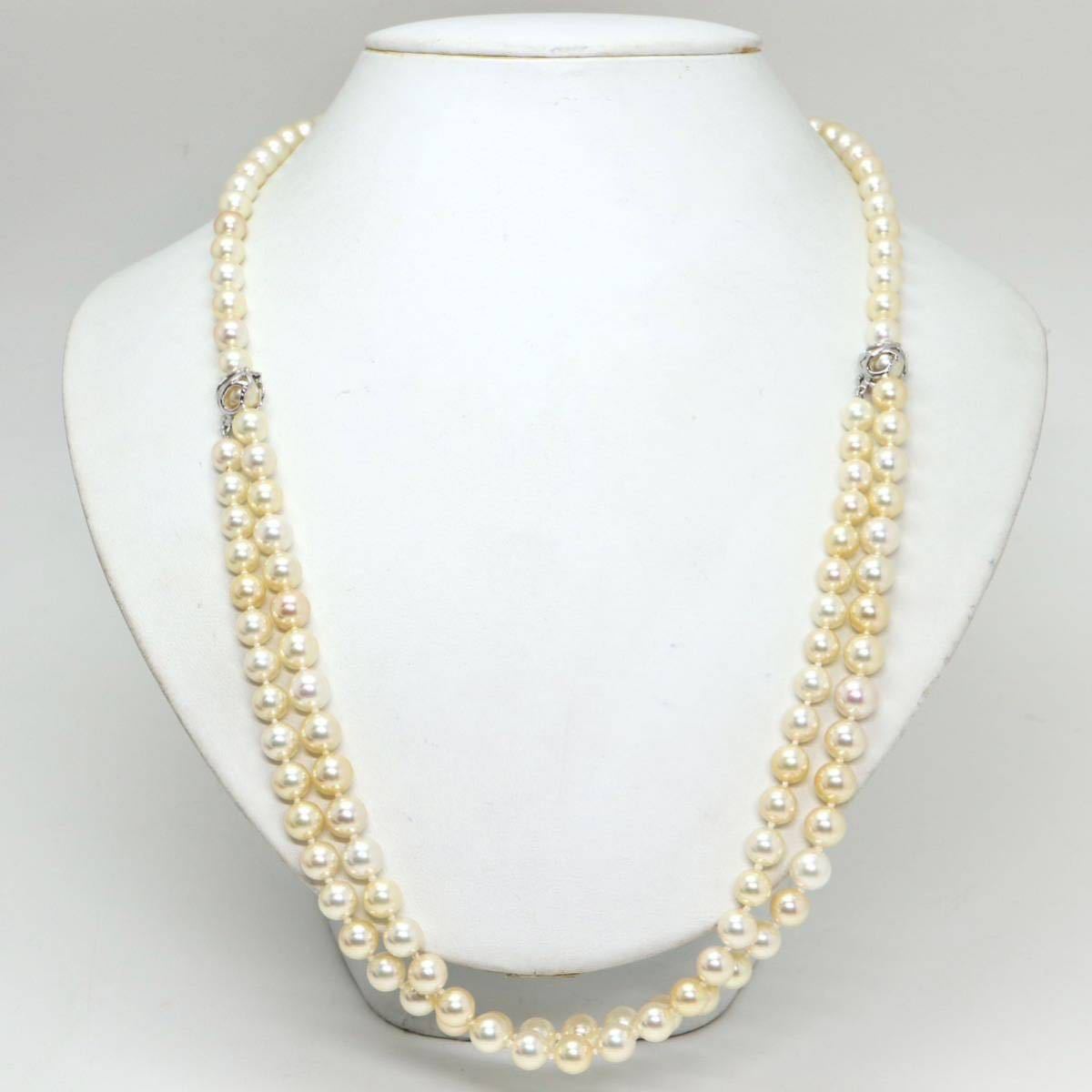 良質!!《アコヤ本真珠ロングネックレス》N ◎6.5-7.0mm珠 59.2g 93.5cm pearl necklace jewelry ジュエリー EA0/EC0_画像4