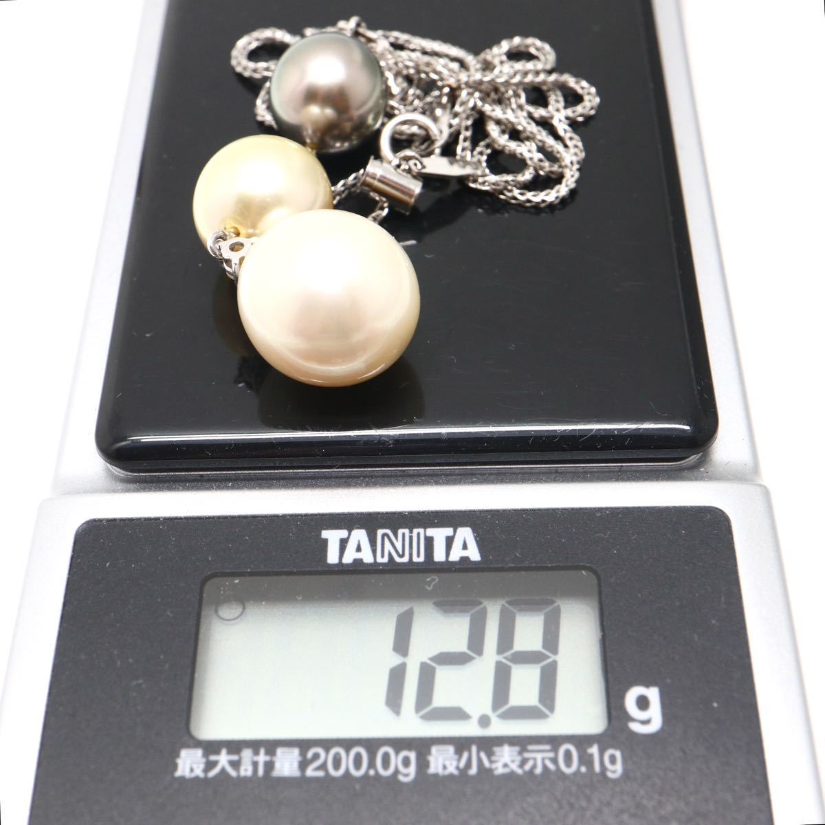 豪華!!《Pt850天然ダイヤモンド/南洋真珠ネックレス》N ◎12.8g 44.5cm pearl 黒蝶 白蝶 ゴールデン　necklace jewelry パール EB7/EB9_画像10