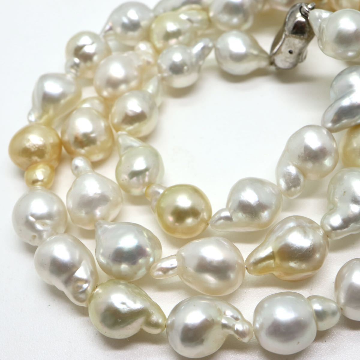 豪華!!《南洋白蝶真珠&ゴールデンパールネックレス》D 73.6g 60.5cm 9.0-11.5mm珠 パール pearl necklace ジュエリーjewelry DH0/EA3_画像4