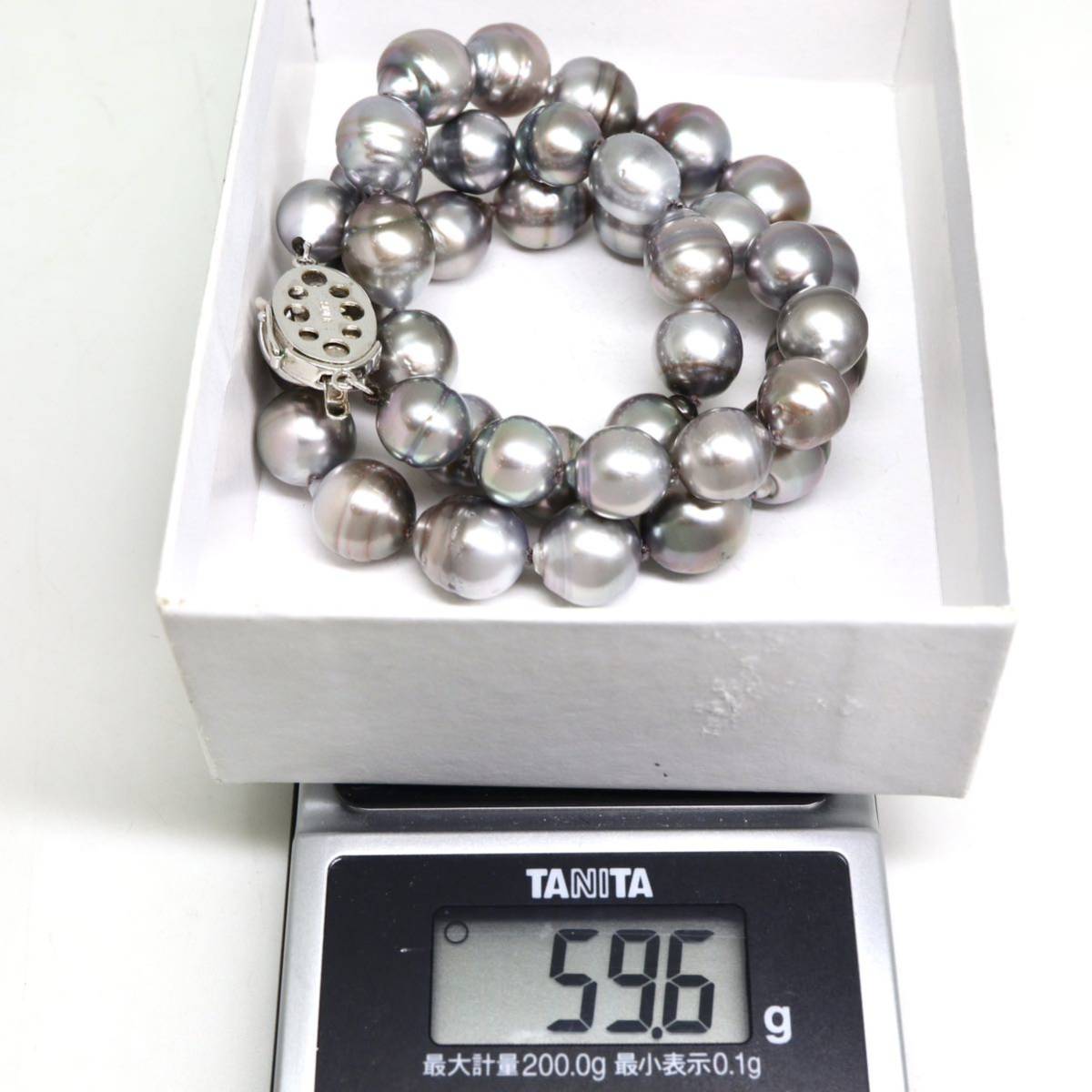 ◆南洋黒蝶真珠ネックレス◆D 59.6g 48.0cm 9.5-11.0mm珠 パール pearl necklace jewelry DB0/DH0_画像7