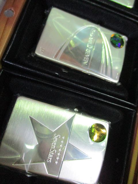 A23　★新品未使用★ZIPPO　3本セット ★JT★ SevenStars　MILDSEVEN　PIANISSIMO　 木製ケース付き 　　_画像7