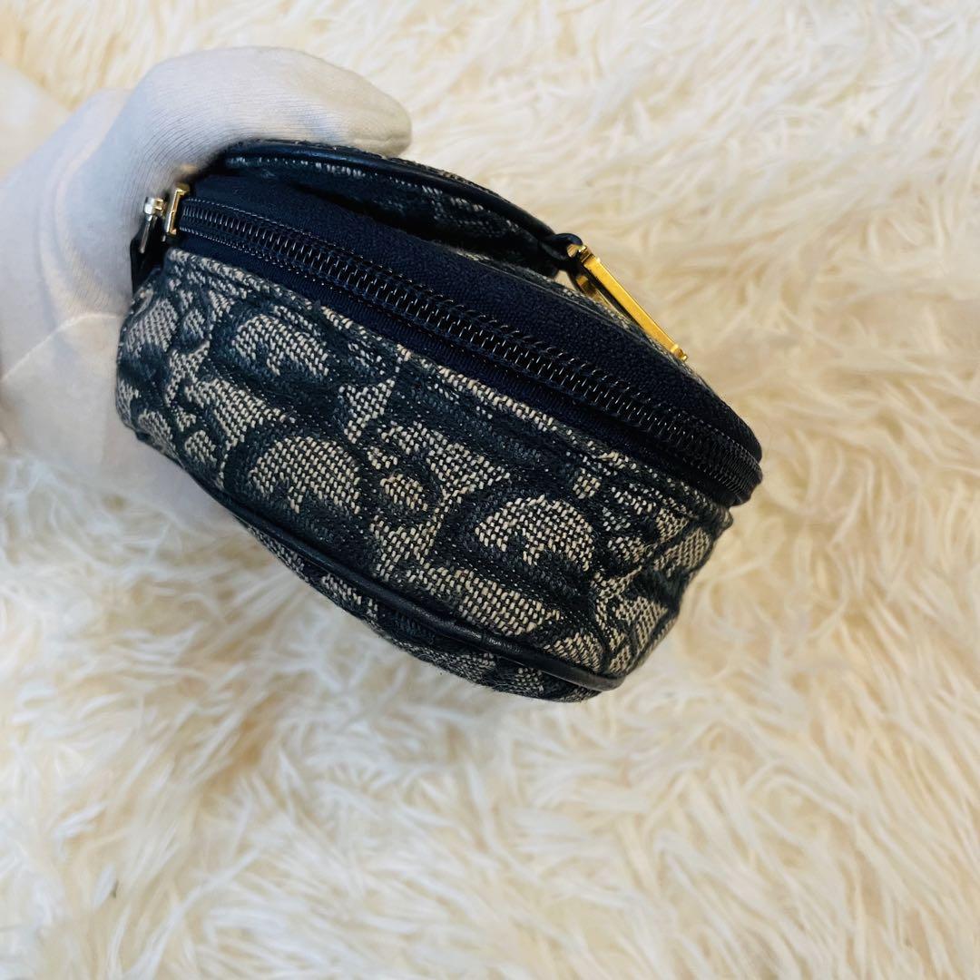 極美品＊Dior 化粧ポーチ バニティ トロッター ロゴ金具 ネイビー