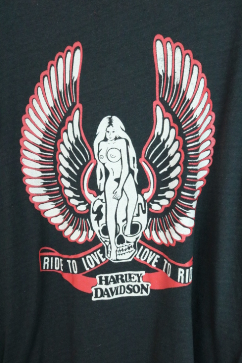 80’s【ヴィンテージ古着】☆ハーレーダビッドソン：ビーナス　Ｔシャツ　HARLEY DAVIDSON/ロッキーマウンテン/バイカー/スカル/ウィング_画像2