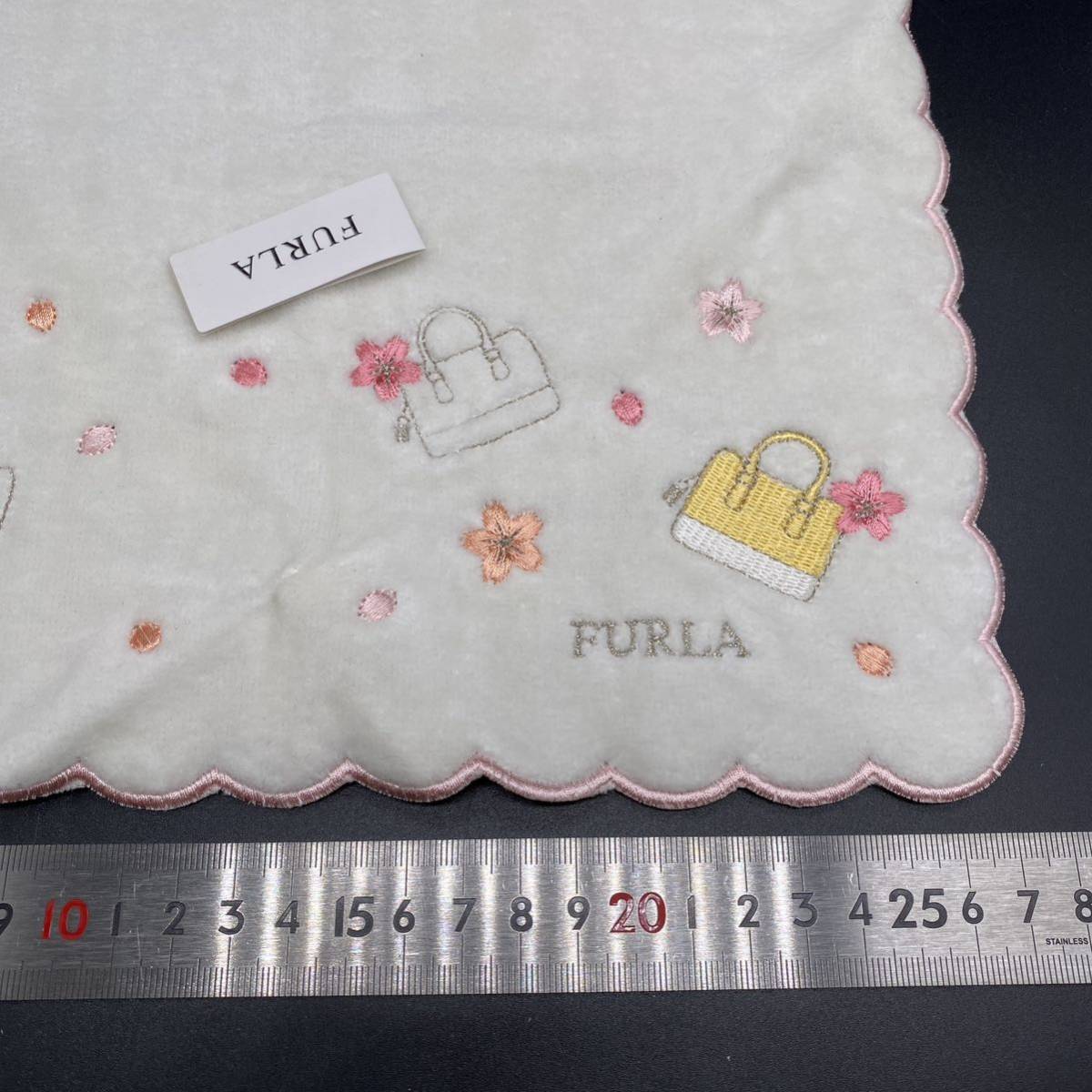 FURLA Furla towel handkerchie eggshell white bag embroidery brink pink no.31