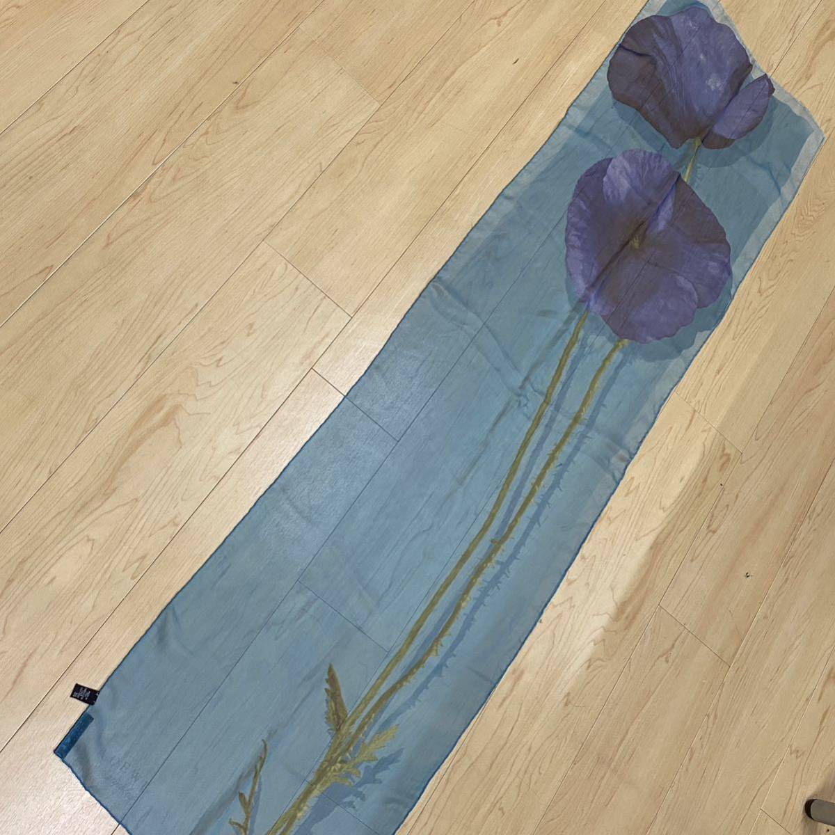 LOEWE Loewe палантин шарф оттенок голубого цветочный принт no.19