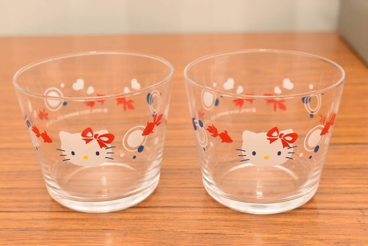 サンリオ/SANRIO★ハローキティ ガラス製グラス 2個セット★カップ/コップ 美品の画像1