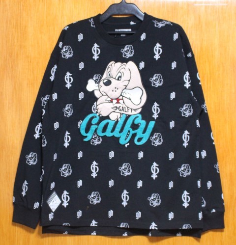 SALE！GALFY 20♪(XL)123006ガルフィーアップリケ刺繍総柄長袖Tシャツ