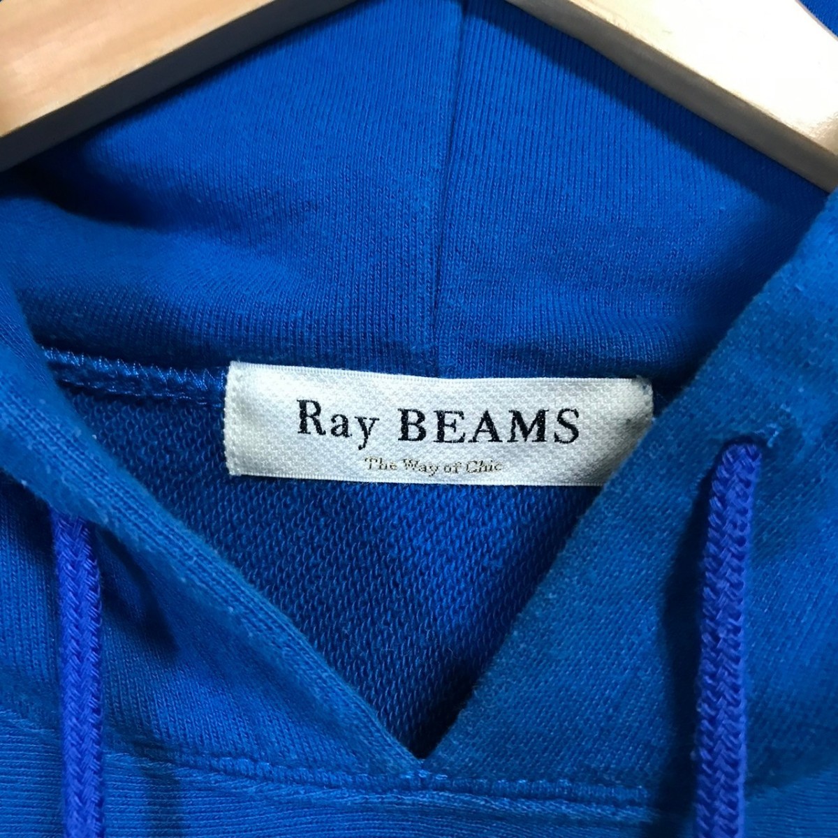 H5960dL Ray BEAMS Ray Beams size L rank sweat Parker pull over fender -do Parker blue stripe pattern lady's cotton 