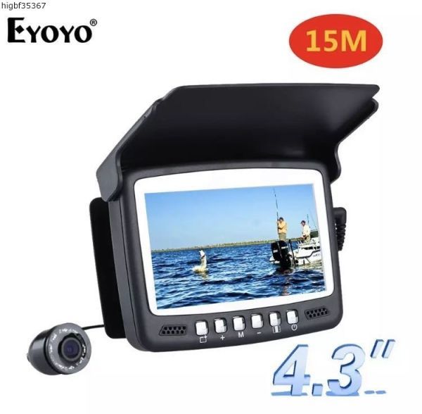 水中カメラ 15 メートル 釣り竿型 4.3 液晶モニター 1000TVL フィッシュファインダー ナイトビジョン サンバイザー付