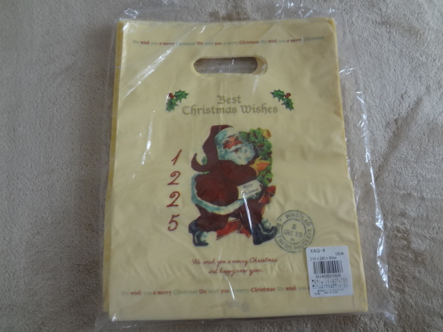 新品。かわいいクリスマス柄のラッピング袋、5０枚セット、アンティーク柄、手提げ袋、ビニール袋、プレゼント、日本製_画像1