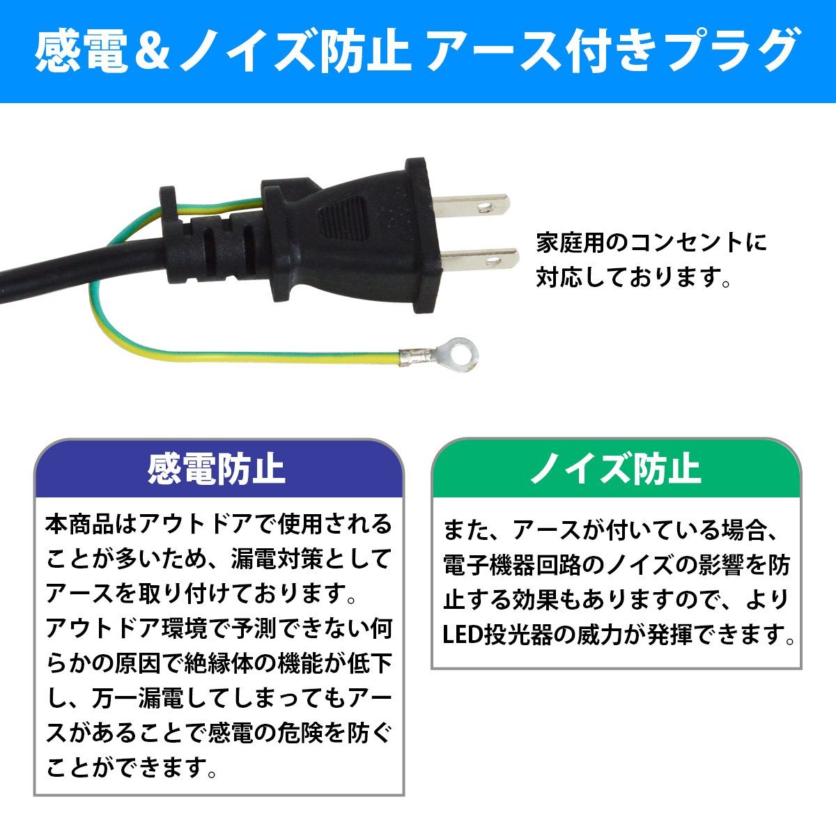 【人感センサー搭載】 防水IP65 LED 投光器 50W AC100V 電源コード 5m 2個セット ホワイト 白発光 作業灯 倉庫 駐車場 照明_画像5