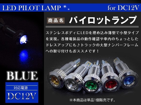 【新品即納】LEDパイロットランプ 12V シルバー×ブルー 埋め込み LED球 LEDバルブ マルチバルブ 小型 ミニ LED電球 キャンピングカー 等_画像1