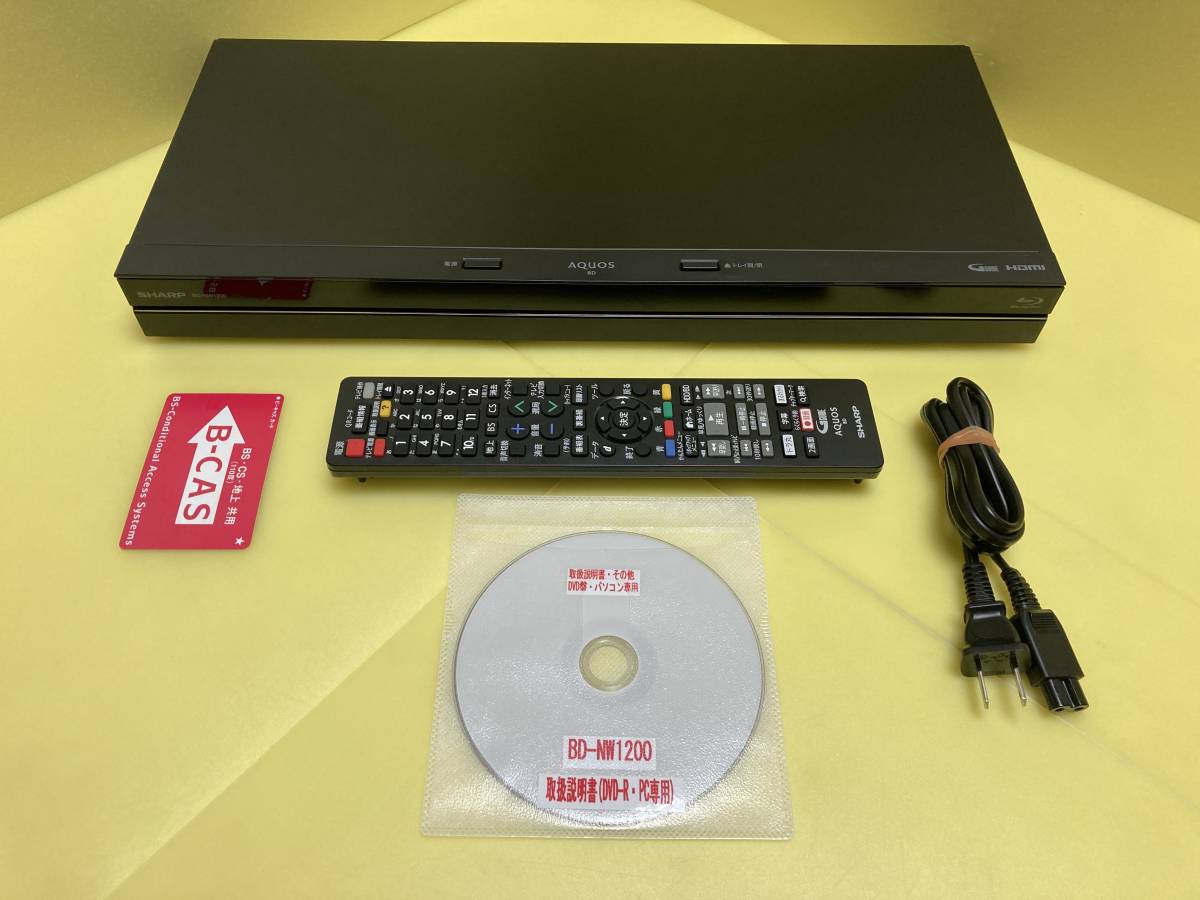 SHARP シャープ BDレコーダー BD-NW1200 2番組同時録画 HDDは交換新古品1TB(使用時間0h/2回) 整備済完全動作品(1ヶ月保証) 比較的美品_画像1