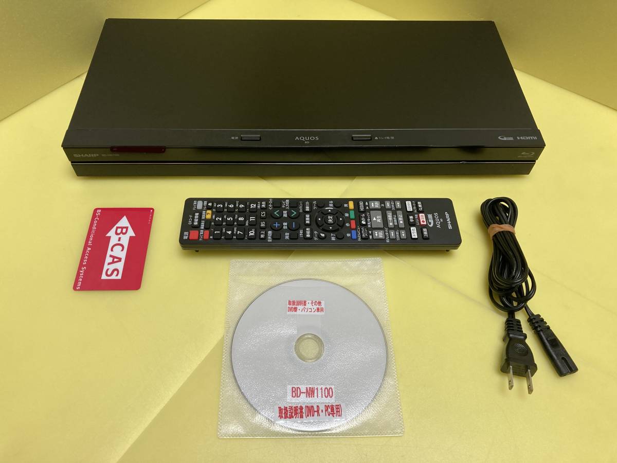 SHARP シャープ BDレコーダー BD-NW1100 2番組同時録画 HDDは交換新古品1TB(使用時間0h/2回) 整備済完全動作品(1ヶ月保証) 比較的美品_画像1