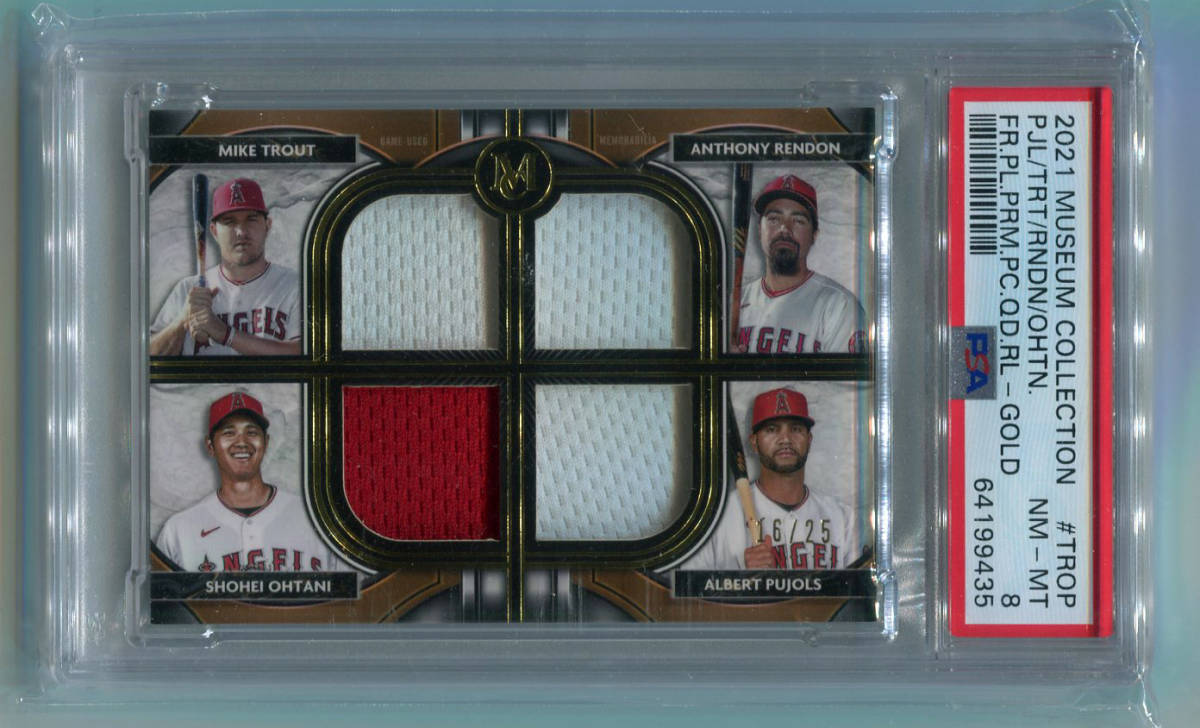 2021 Topps Museum Collection Quad Gold Jersey Pujols Trout Rendon 大谷翔平 トラウト プホルス ジャージ 25枚限定 PSA 8