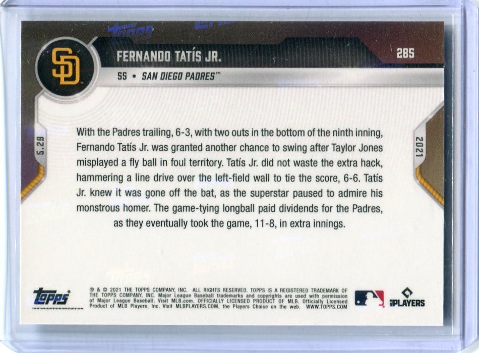 2021 Topps Now 285 Fernando Tatis Jr. タティス Purple パラレル 25枚限定_画像2