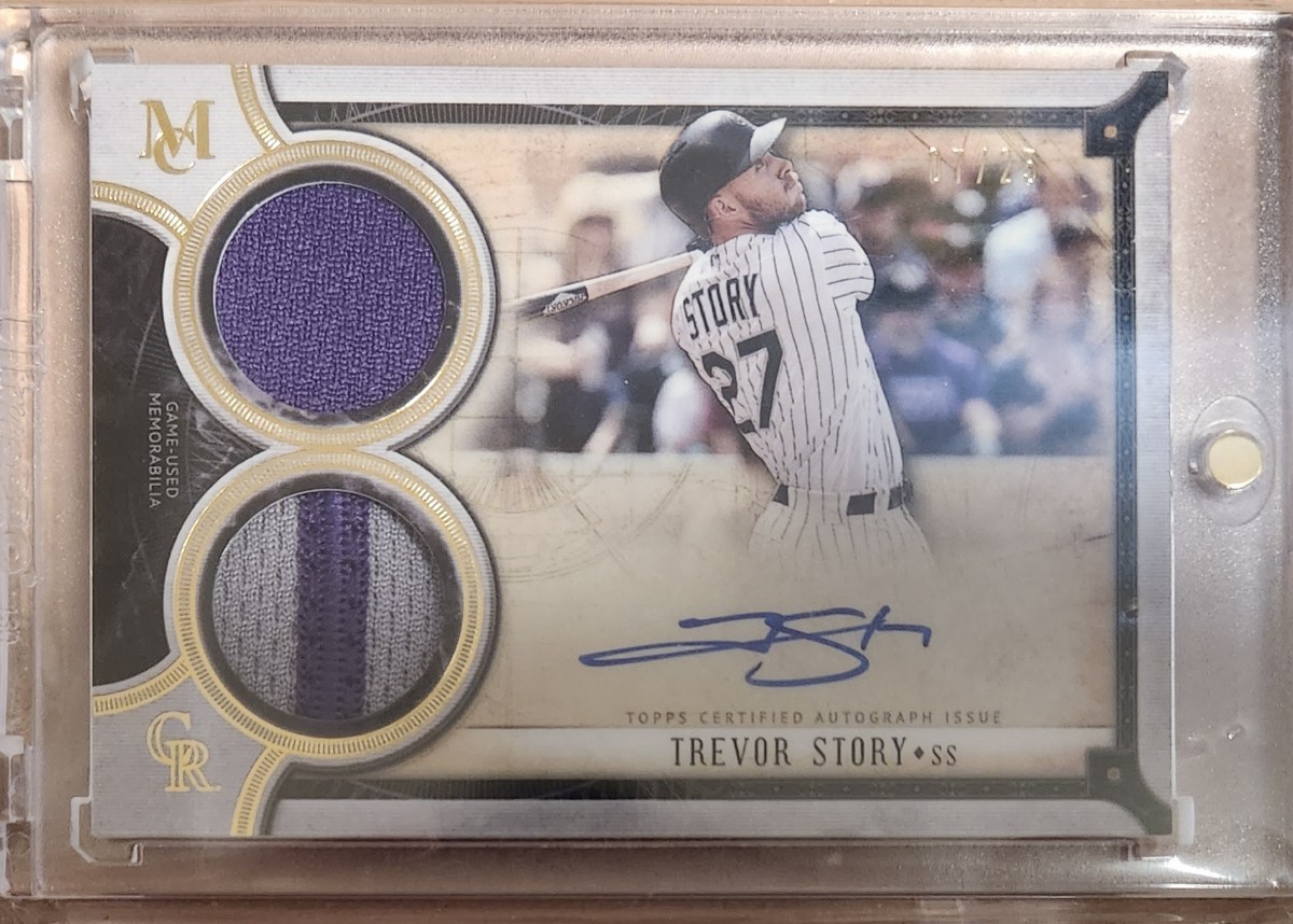 2022 Panini Immaculate Collection Baseball Trevor Story 1/5 Jumbo Bat Signatures Green &　Topps auto 7/25 2枚セット_画像2