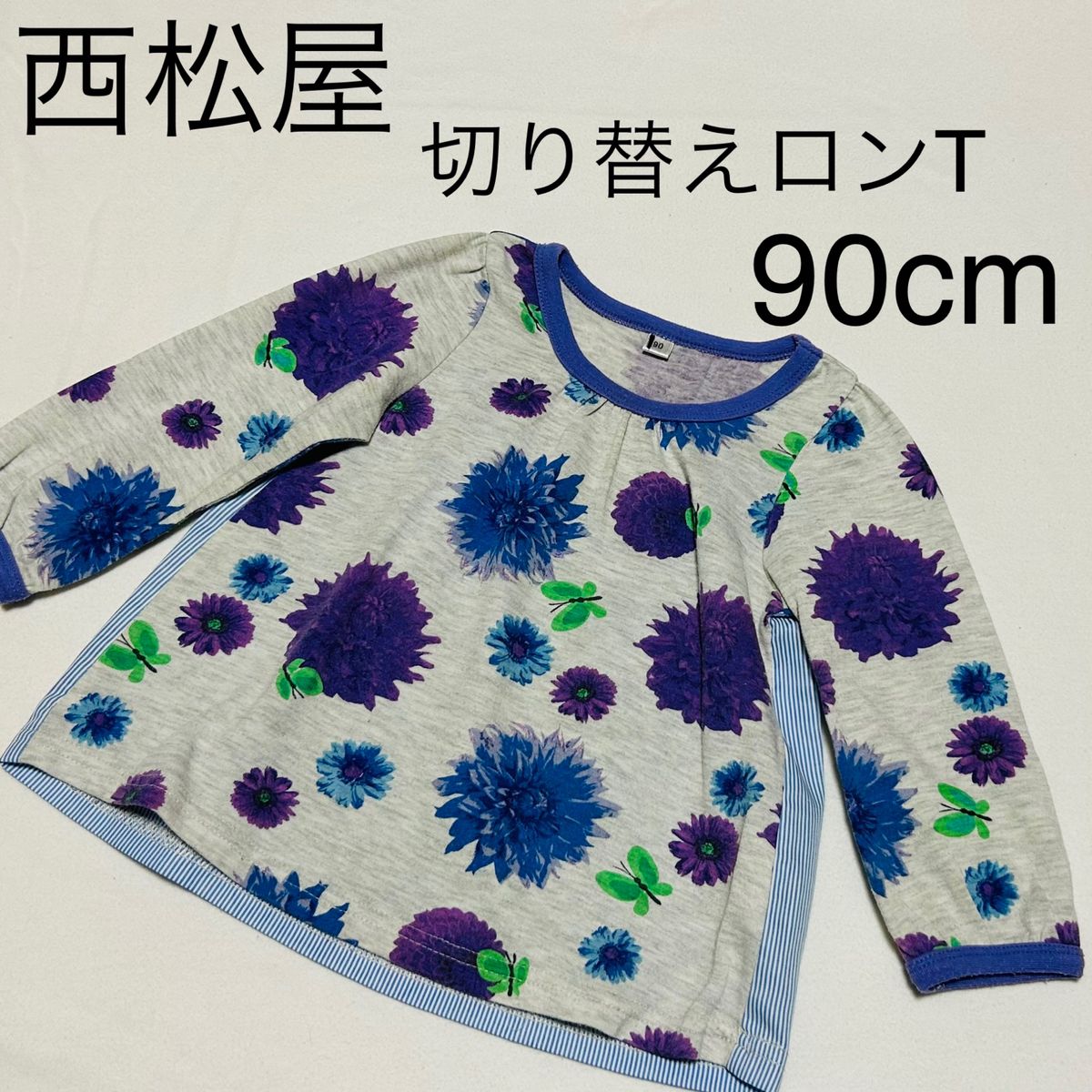 ベビー服　子供服　子ども服　キッズ　長袖　切り替え　ロンT  カットソー　トップス　花柄　90cm  西松屋　女の子　ガールズ