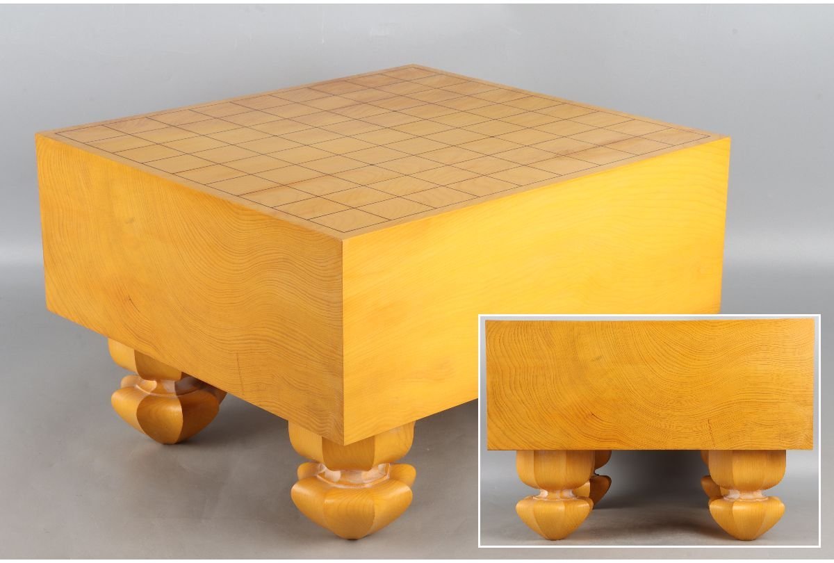 URA]本榧製足付将棋盤/厚み13.5cm/約9kg/12-11-79 (検索)骨董/将棋駒