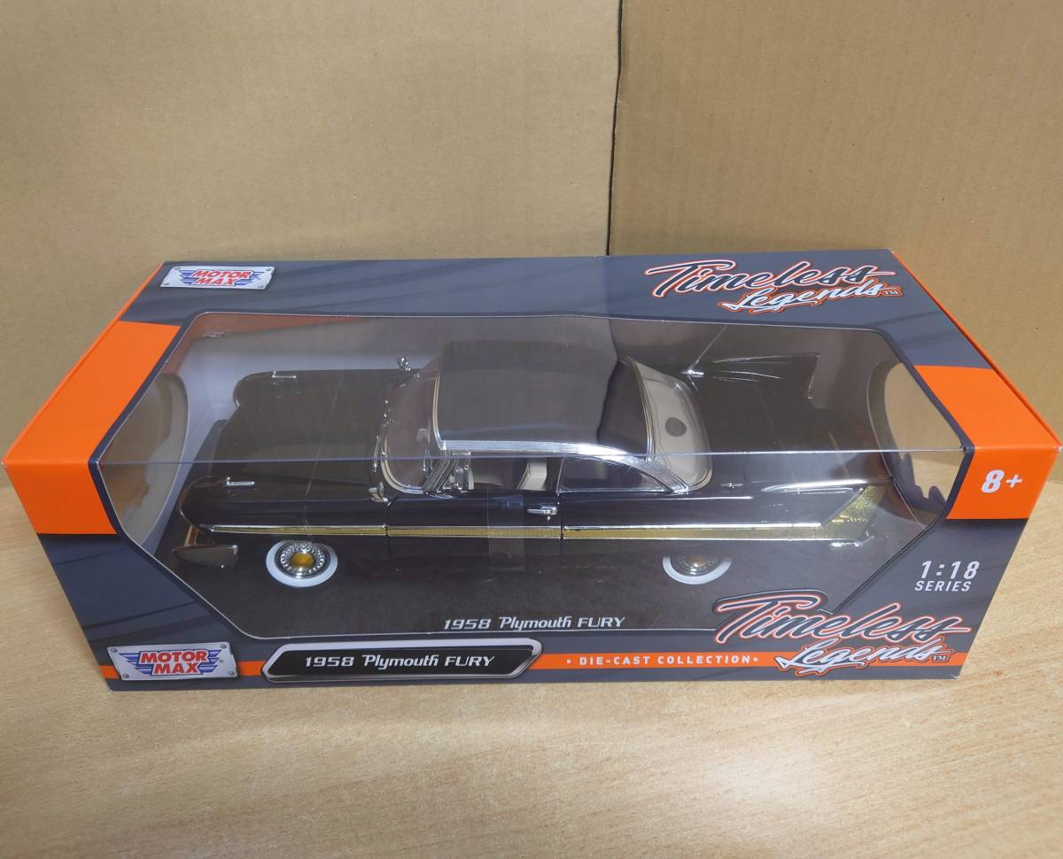 1/18 plymouth Fury 1958 black Plymouth Fury MOTORMAX made die-cast 