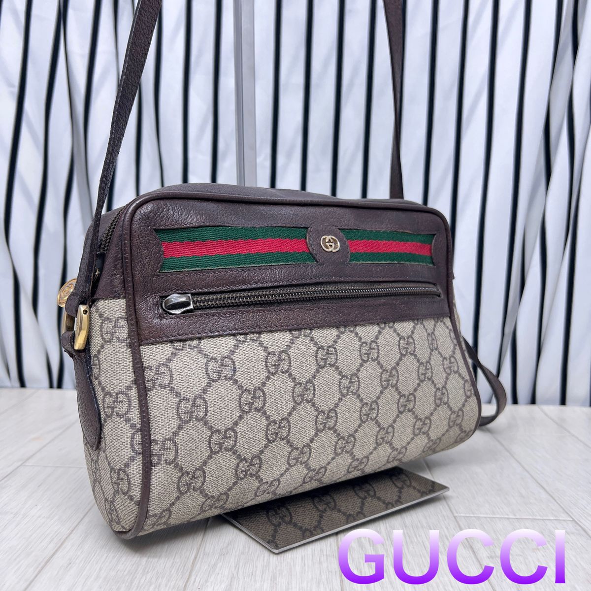 美品】GUCCI×オールドグッチ斜めがけPVCシェリーラインショルダー