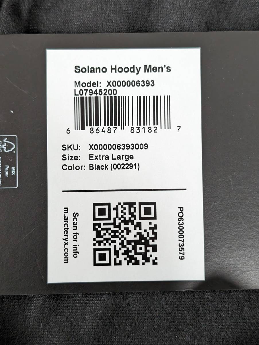 ARCTERYX アークテリクス Solano Hoody Mens X000006393 ソラノフーディ ナイロンジャケット GORE-TEX INFINIUM ゴアテックス XL ブラック_画像10