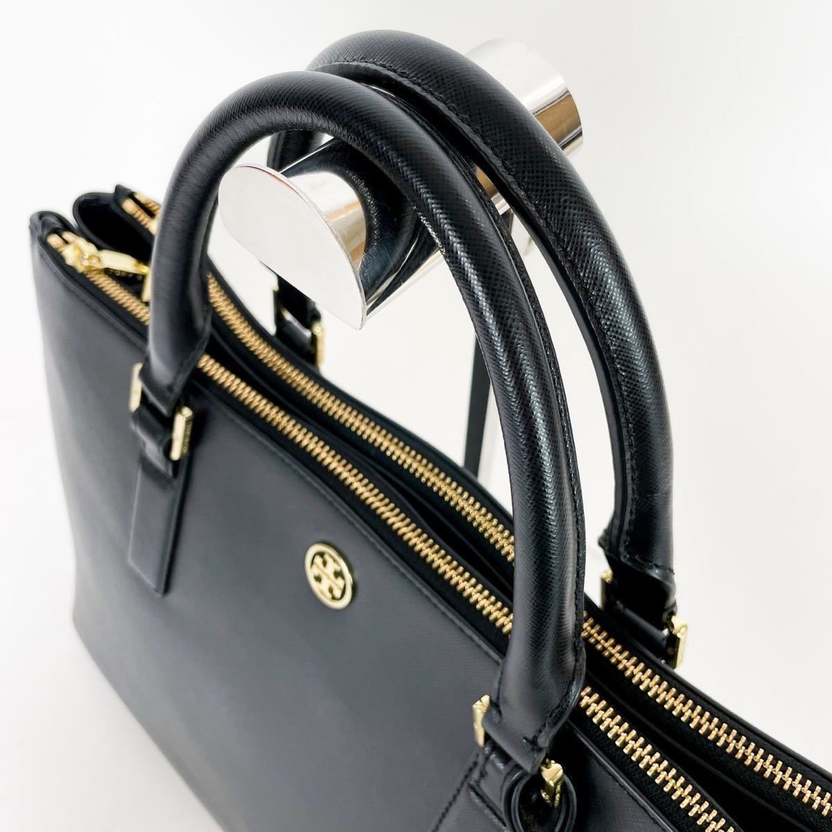 1円 ☆美品☆ TORY BURCH トリーバーチ 2WAYハンドバッグ ブラック レザー ショルダーバッグ ブラック 黒 ダブルジッパー_画像7