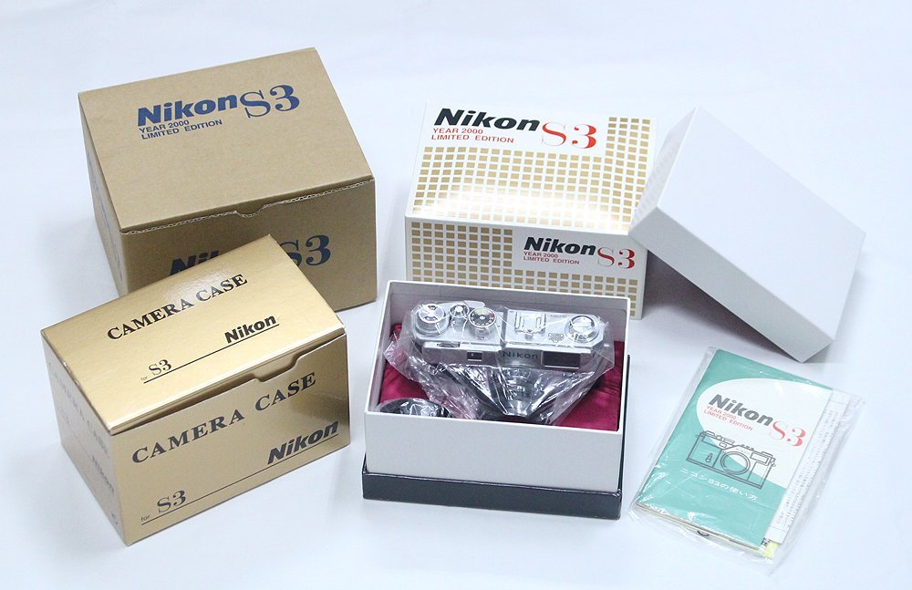 未使用品 Nikon S3 YEAR 2000 LIMITED EDITION ニコン S3 2000年記念モデル フィルムカメラ Nikkor-S 50mmF1.4 レザーケース付 2027212