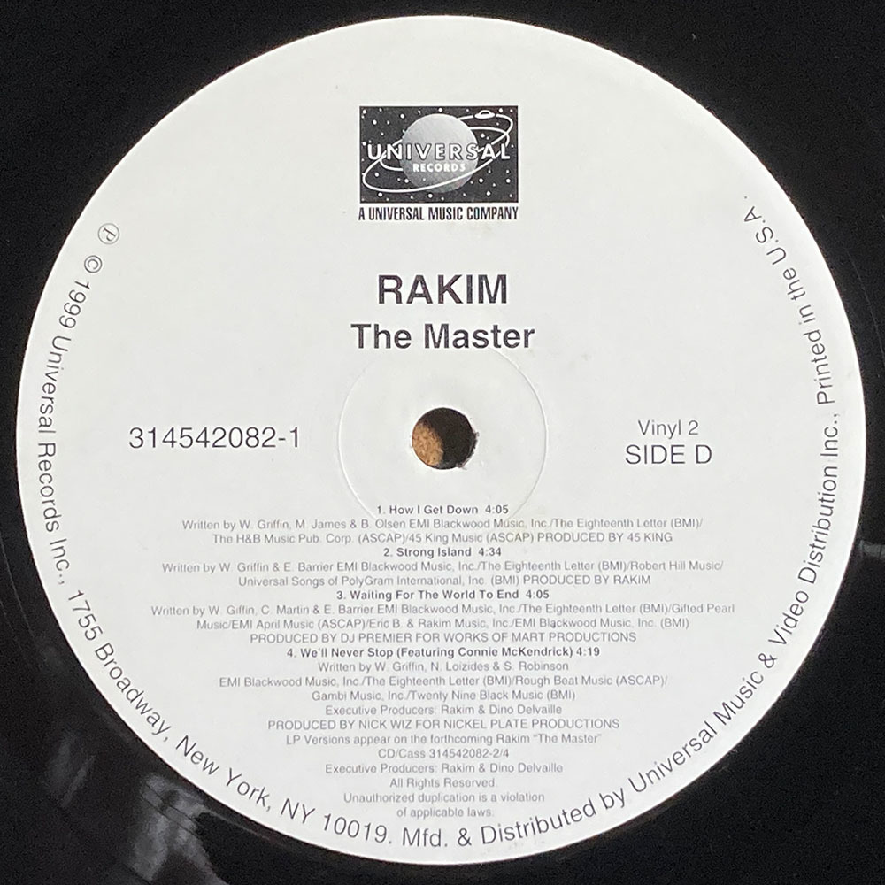 【試聴あり HIPHOP LP】RAKIM / The Master / 2枚組LP / 1999 US盤 / レコード / DJ PREMIER / DJ CLARK KENT / ラキム_画像6