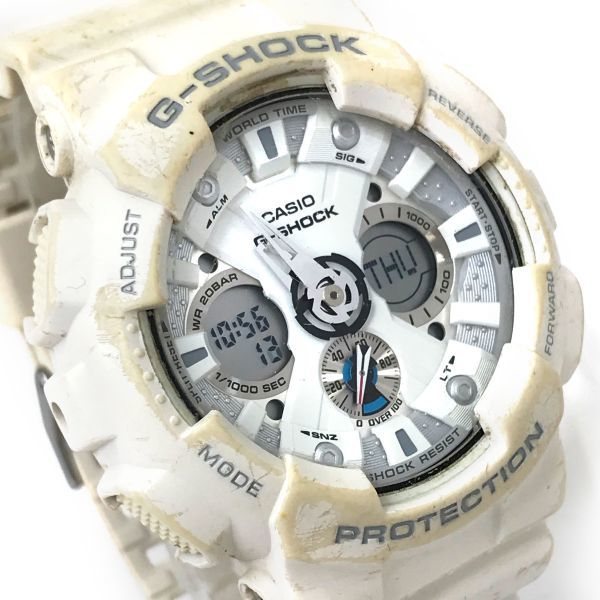 CASIO カシオ G-SHOCK ジーショック 腕時計 GA-120A-7A クオーツ アナデジ ラウンド ホワイト コレクション 電池交換済み 動作確認済み_画像1
