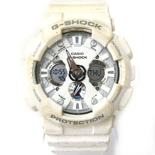 CASIO カシオ G-SHOCK ジーショック 腕時計 GA-120A-7A クオーツ アナデジ ラウンド ホワイト コレクション 電池交換済み 動作確認済み_画像2