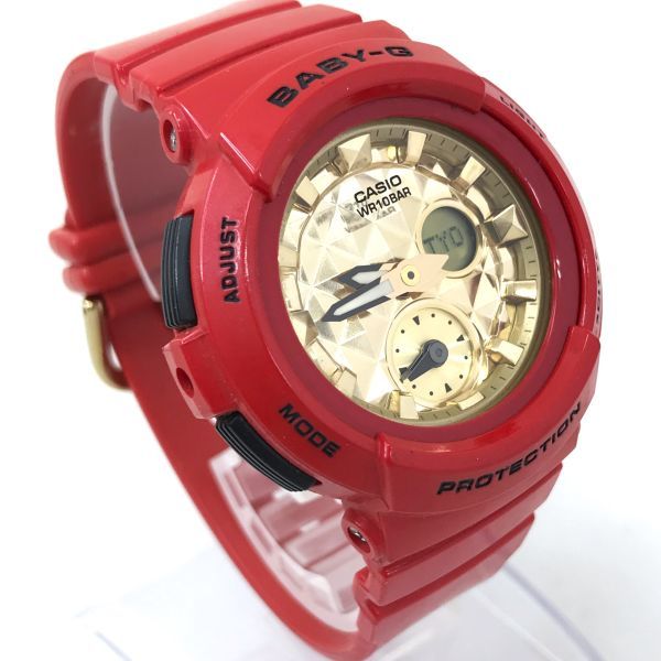 CASIO カシオ Baby-G ベビージー 腕時計 BGA-195VLA-4A 美品 クオーツ アナデジ ラウンド レッド ゴールド 電池交換済み 動作確認済み_画像4