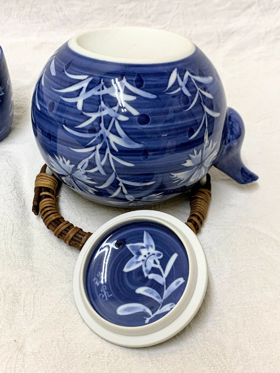 13087/平安 瑞泉造 茶器揃 土瓶・湯呑５客 未使用 茶器 茶道具 デッドストック_画像5