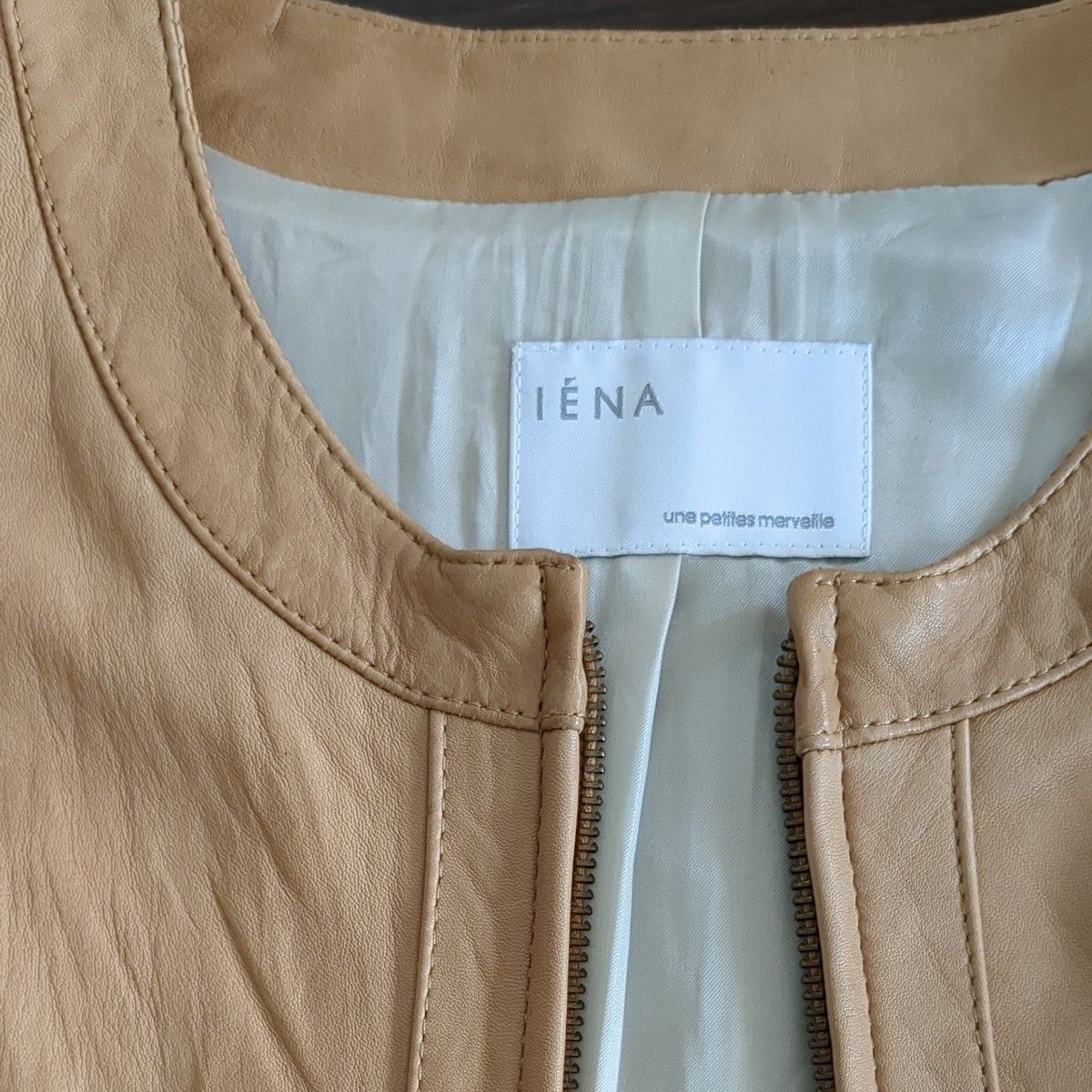 ★【美品 試着のみ】 イエナIENA 羊革ノーカラージャケット ラムレザー 