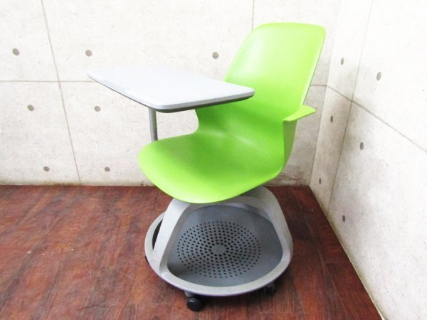 ■美品■Steelcase/スチールケース■USA/Node/ノード/ワサビ/トリポドベース/サイドテーブル付/ミーティングチェア6脚セット/78万/smm8516k_画像3