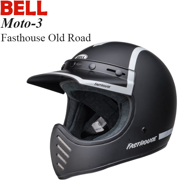 BELL オンロード ヘルメット Moto-3 Fasthouse Old Road マット/グロス ブラック/ホワイト XXL ファストハウスコラボ