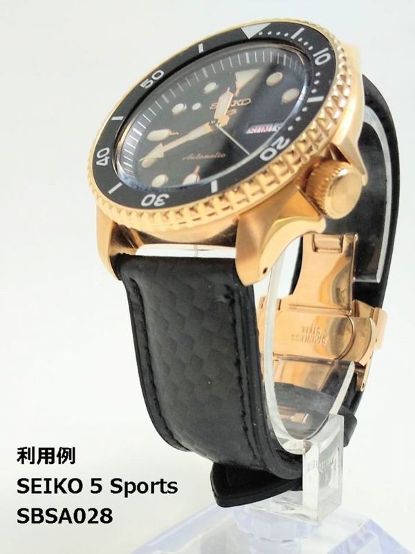腕時計 ラバーベルト 黒 22mm Dバックル ピンクゴールド_画像6