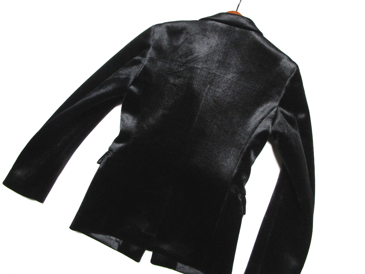 【トルネードマート】 ベルベット　テーラードジャケット　光沢ブラック　イタリア製生地 （M） 定価4.2万　TORNADO MART_画像3
