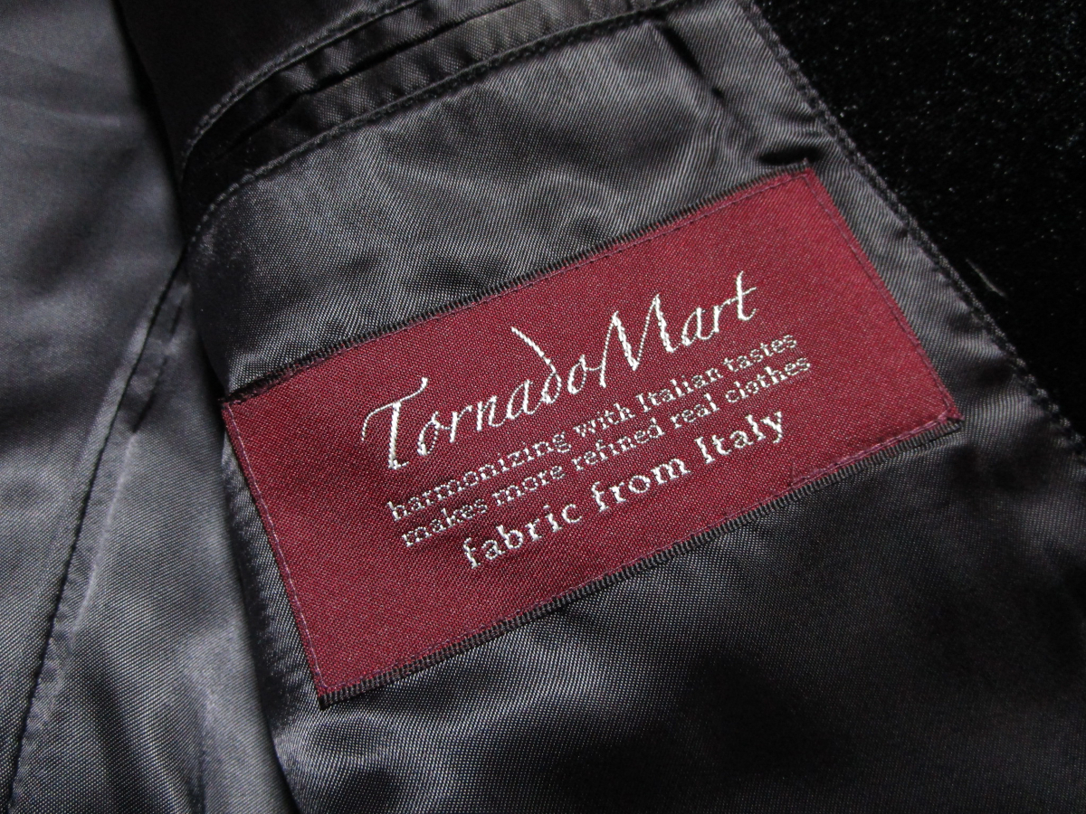 【トルネードマート】 ベルベット　テーラードジャケット　光沢ブラック　イタリア製生地 （M） 定価4.2万　TORNADO MART_画像6