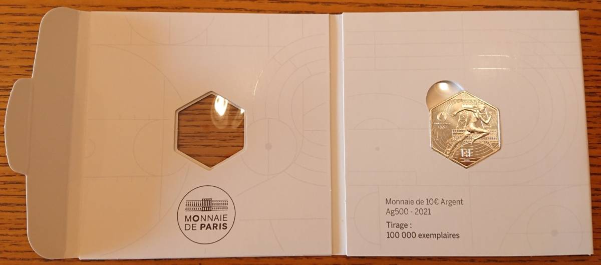 2021 フランス パリ2024 オリンピック開催記念 六角形 10ユーロ 銀貨_画像5