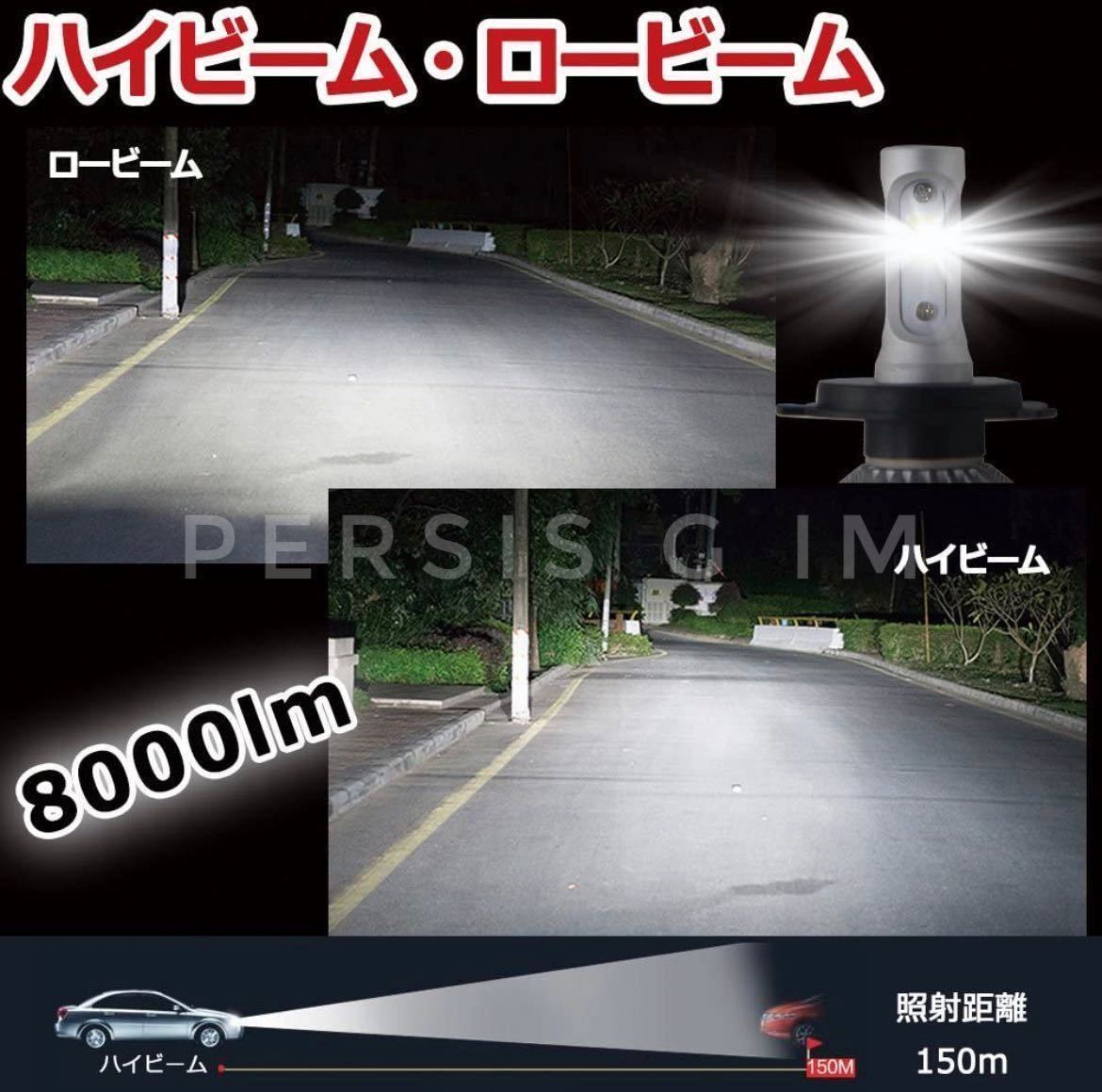 汎用LEDヘッドライトバルブ フォグランプCOBチップ搭載 2023年 H4 LED ヘッドライト 車 バイク用 Hi/Lo 6500k 12V24V 明るい バルブ 爆光の画像3