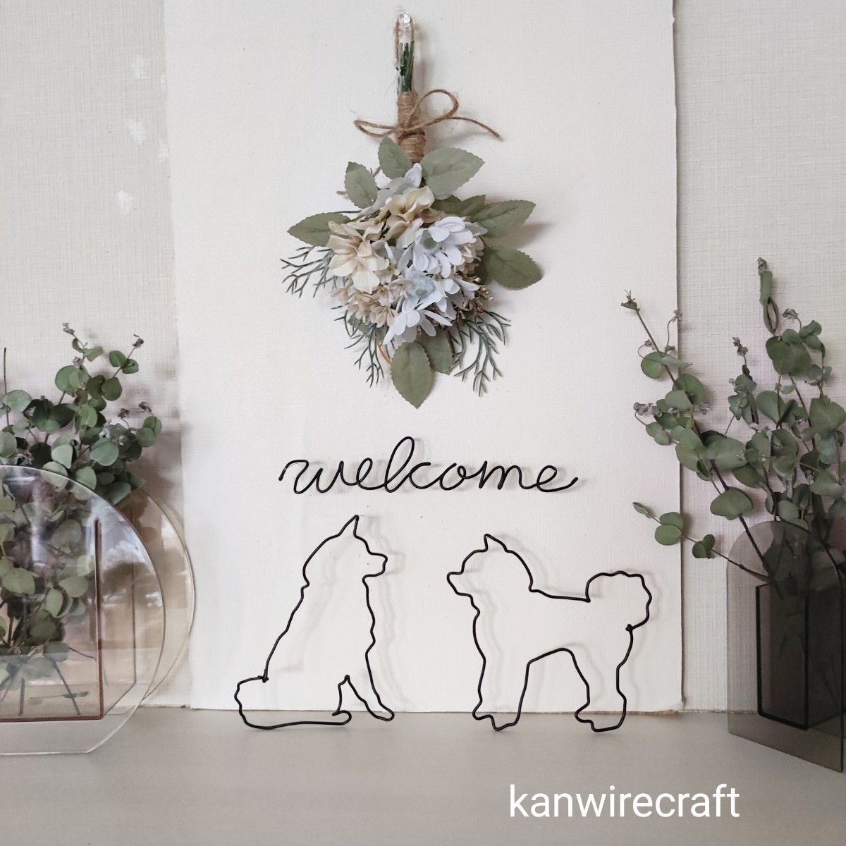 ワイヤーアート　ワイヤークラフト　秋田犬　welcome