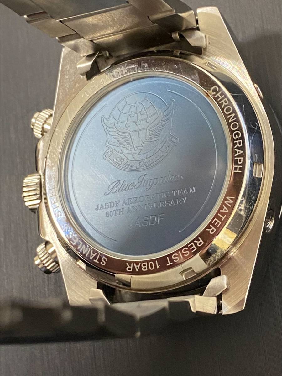 #3388 【稼働品】ブルーインパルス 60th記念 クロノグラフ JASDF 世界限定6000本 腕時計 SS 青文字盤 電波ソーラー_画像3